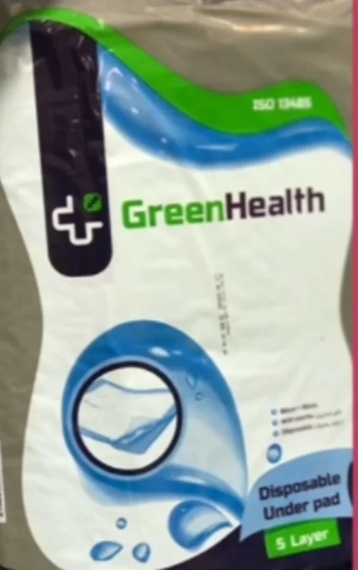 پد زیر انداز بیمار (90 * 60 ) بسته 5 عددی   Green health